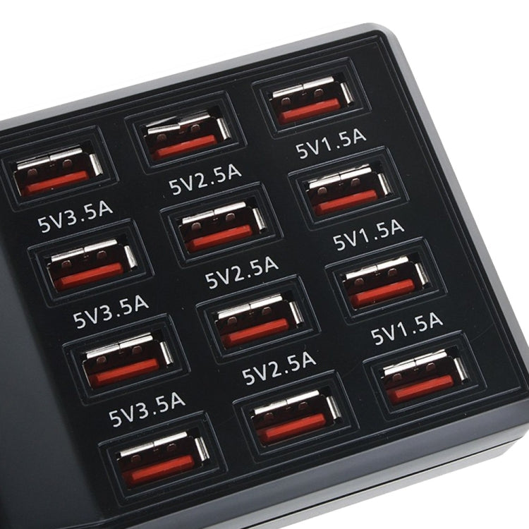 W-858 12A 12 Ports USB Fast Charging Dock Desktop Smart Charger AC100-240V, AU Plug (Black)