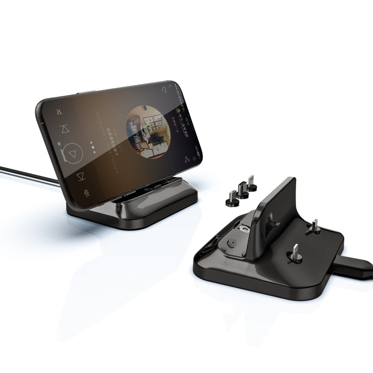 XBX-02 Wireless Charger, With Type-C & Micro USB & 8 Pin Interface, For iPhone, AirPods and Other Android Phones (Black)
