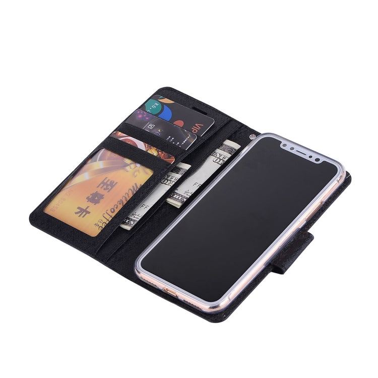 For iPhone X / XS Silk Texture Horizontal Flip Leather Case with Holder & Card Slots & Wallet & Photo Frame
