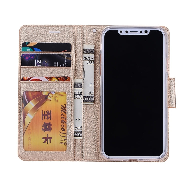 For iPhone X / XS Silk Texture Horizontal Flip Leather Case with Holder & Card Slots & Wallet & Photo Frame