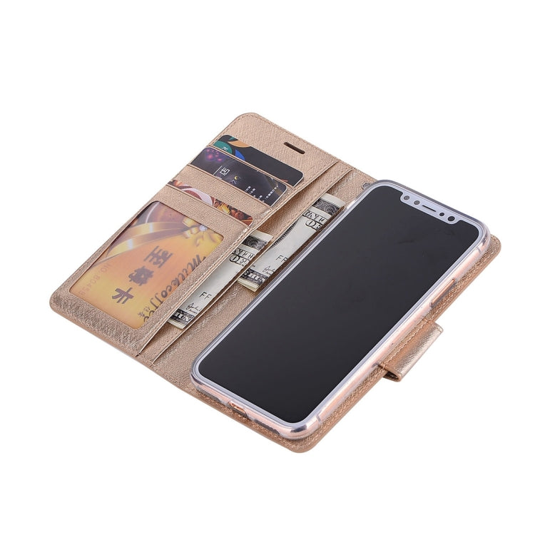 For iPhone X / XS Silk Texture Horizontal Flip Leather Case with Holder & Card Slots & Wallet & Photo Frame