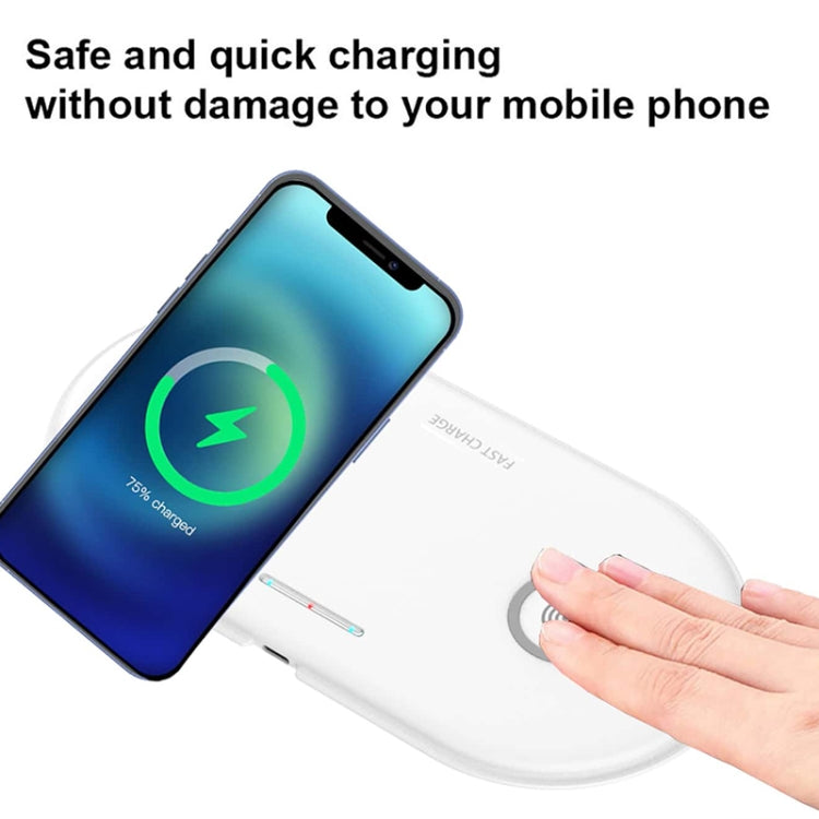 HT-02 10W 5V / 9V Wireless Dual Mobile Phone Charging Charger Base for All Support the QI Standard Mobile Phones