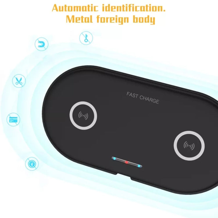 HT-02 10W 5V / 9V Wireless Dual Mobile Phone Charging Charger Base for All Support the QI Standard Mobile Phones