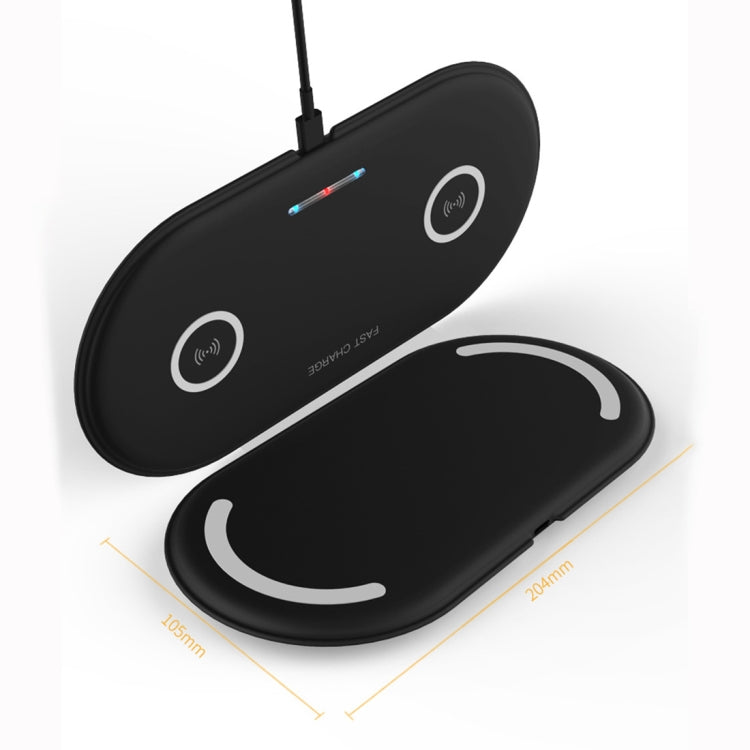 HT-02 10W 5V / 9V Wireless Dual Mobile Phone Charging Charger Base for All Support the QI Standard Mobile Phones