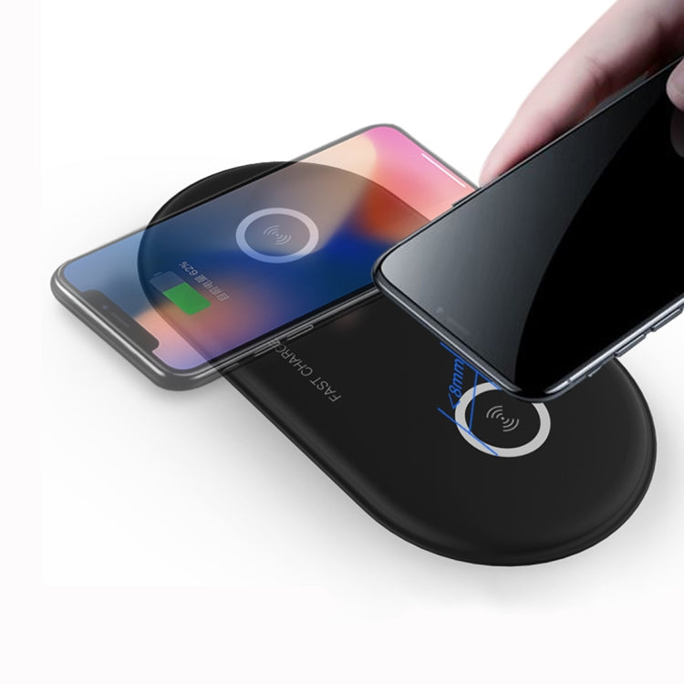 HT-02 10W 5V / 9V Wireless Dual Mobile Phone Charging Charger Base for All Support the QI Standard Mobile Phones
