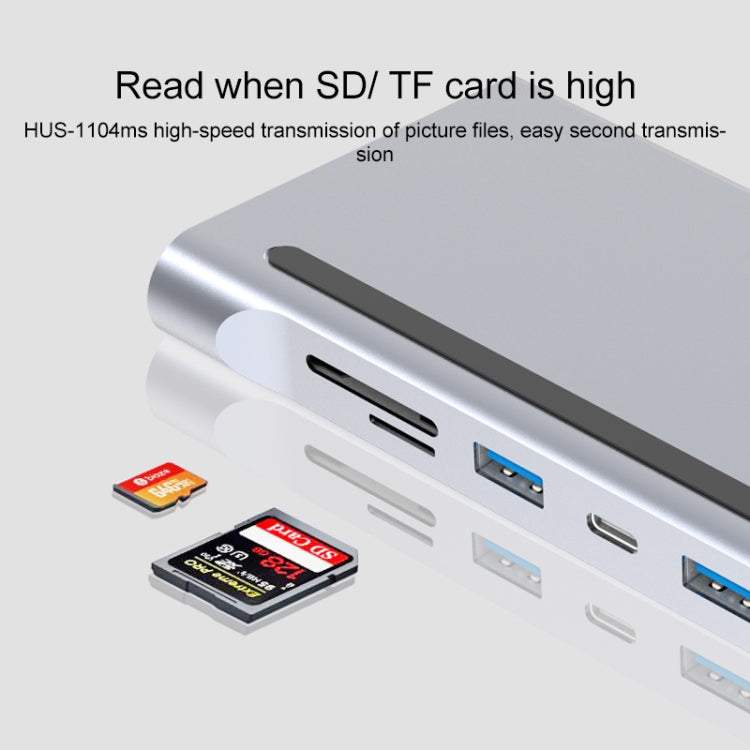 12 in 1 RJ45 + 87W PD + SD/TF + USB3.0x2 + HDMIx2 + VGA + 3.5mm AUX to Type-C HUB Adapter