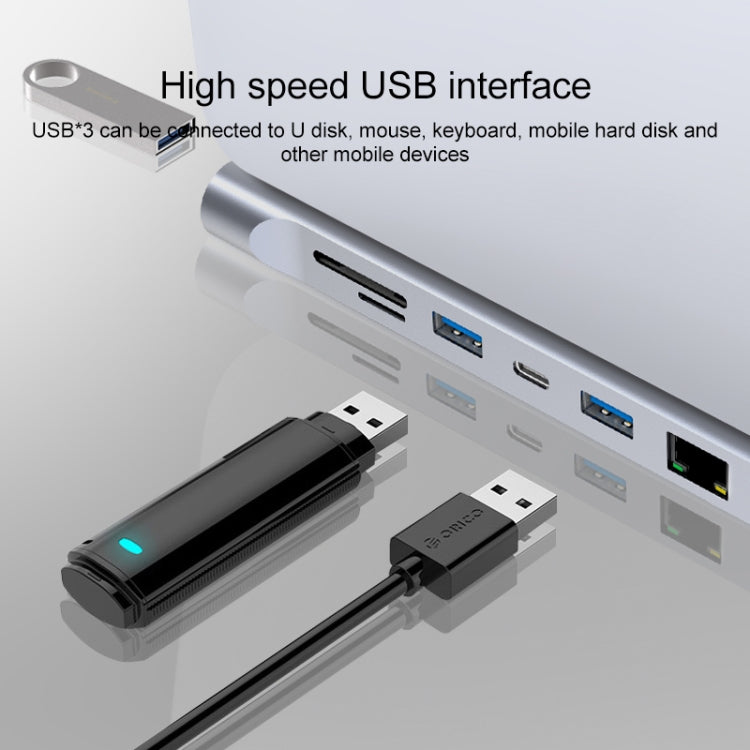 12 in 1 RJ45 + 87W PD + SD/TF + USB3.0x2 + HDMIx2 + VGA + 3.5mm AUX to Type-C HUB Adapter