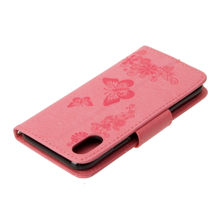 For iPhone X / XS Pressed Flowers Butterfly Pattern Horizontal Flip Leather Case with Holder & Card Slots & Wallet & Lanyard