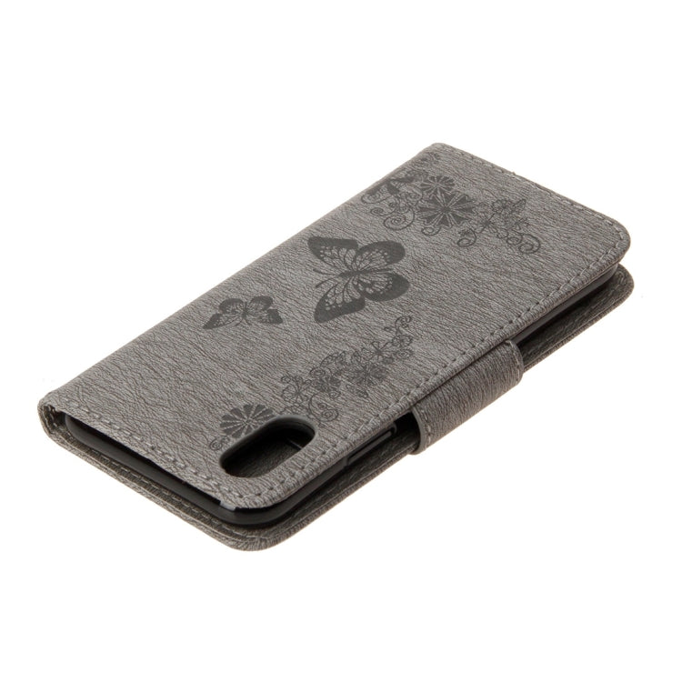 For iPhone X / XS Pressed Flowers Butterfly Pattern Horizontal Flip Leather Case with Holder & Card Slots & Wallet & Lanyard