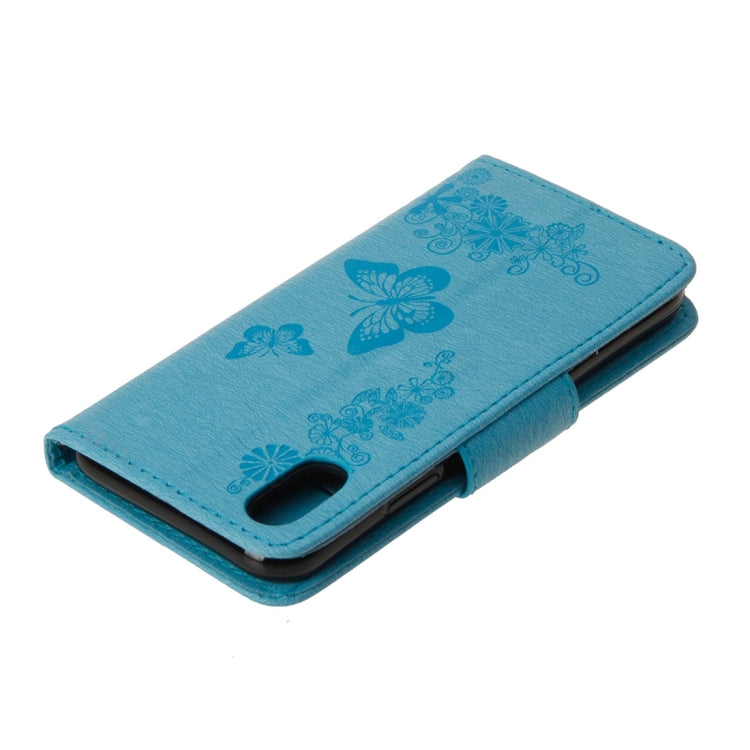 For iPhone X / XS Pressed Flowers Butterfly Pattern Horizontal Flip Leather Case with Holder & Card Slots & Wallet & Lanyard