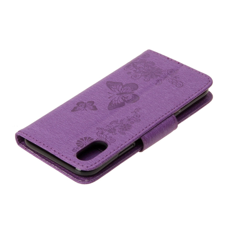 For iPhone X / XS Pressed Flowers Butterfly Pattern Horizontal Flip Leather Case with Holder & Card Slots & Wallet & Lanyard