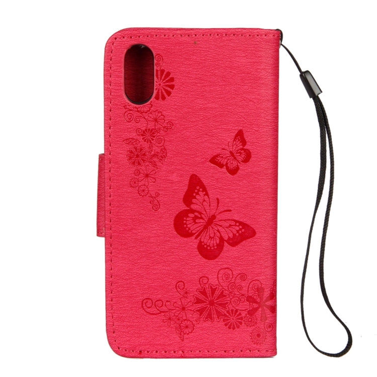 For iPhone X / XS Pressed Flowers Butterfly Pattern Horizontal Flip Leather Case with Holder & Card Slots & Wallet & Lanyard