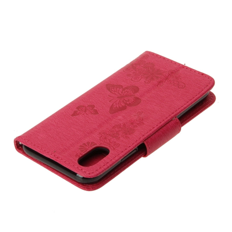 For iPhone X / XS Pressed Flowers Butterfly Pattern Horizontal Flip Leather Case with Holder & Card Slots & Wallet & Lanyard