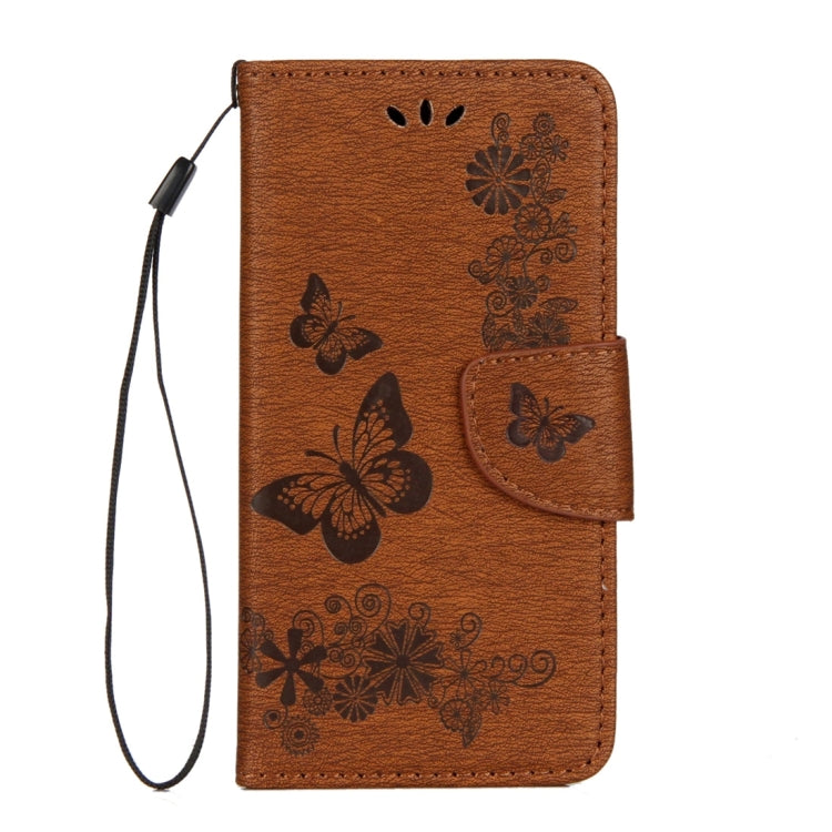 For iPhone X / XS Pressed Flowers Butterfly Pattern Horizontal Flip Leather Case with Holder & Card Slots & Wallet & Lanyard