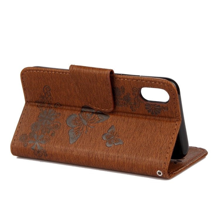 For iPhone X / XS Pressed Flowers Butterfly Pattern Horizontal Flip Leather Case with Holder & Card Slots & Wallet & Lanyard
