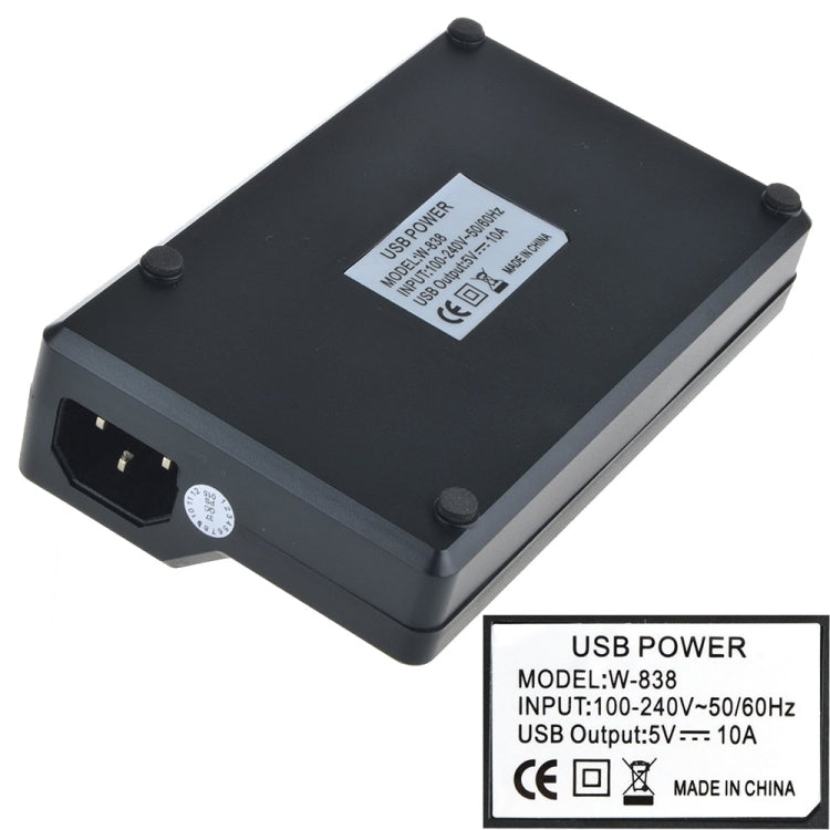 W-838 60W 10 Ports USB Fast Charging Dock Desktop Smart Charger AC100-240V, UK Plug