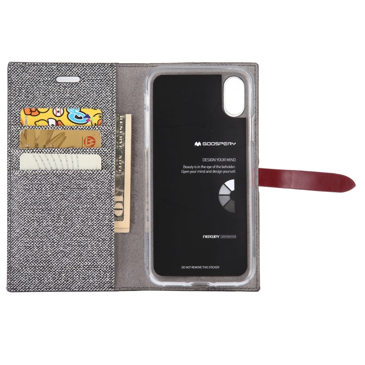 For iPhone X / XS GOOSPERY MILANO TPU + PU Linen Texture Horizontal Flip Leather Case with Card Slots & Wallet & Holder