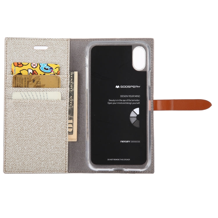 For iPhone X / XS GOOSPERY MILANO TPU + PU Linen Texture Horizontal Flip Leather Case with Card Slots & Wallet & Holder
