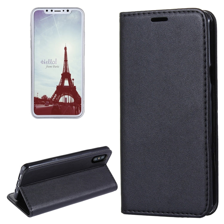 For iPhone X / XS Sheep Texture Casual Style with Magnetic Adsorption Horizontal Flip Leather Case with Holder & Card Slots