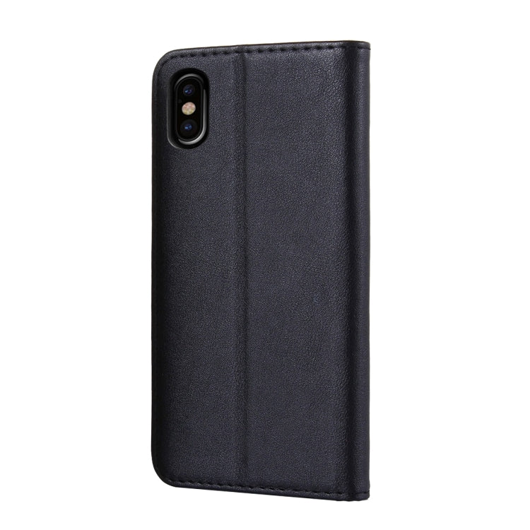 For iPhone X / XS Sheep Texture Casual Style with Magnetic Adsorption Horizontal Flip Leather Case with Holder & Card Slots