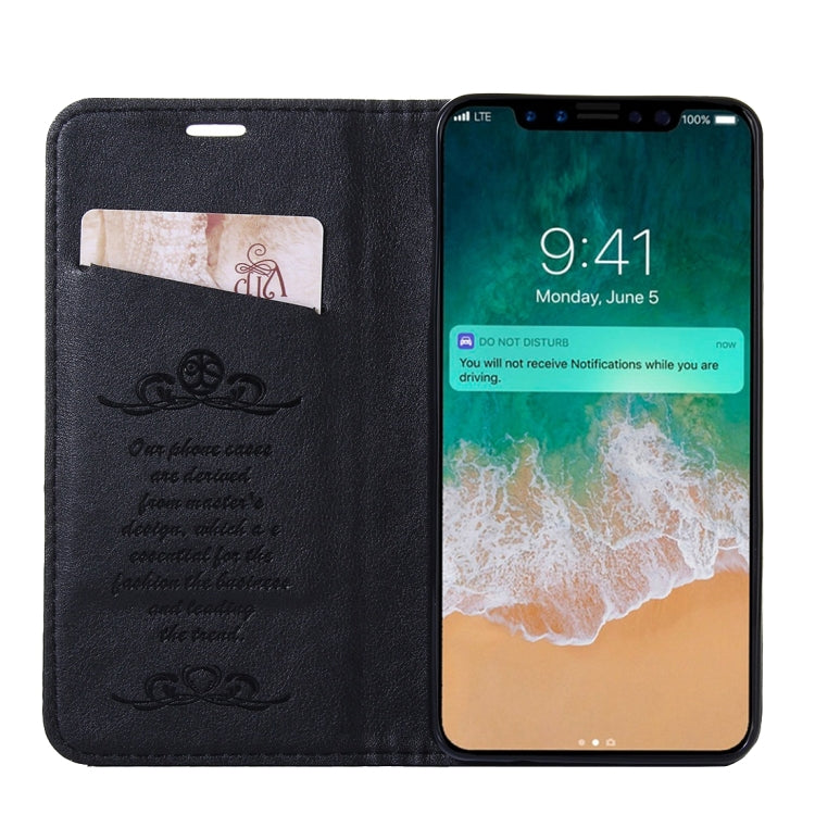For iPhone X / XS Sheep Texture Casual Style with Magnetic Adsorption Horizontal Flip Leather Case with Holder & Card Slots