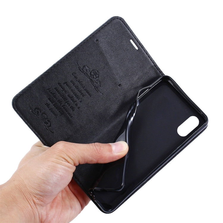 For iPhone X / XS Sheep Texture Casual Style with Magnetic Adsorption Horizontal Flip Leather Case with Holder & Card Slots