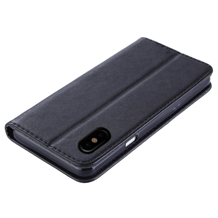 For iPhone X / XS Sheep Texture Casual Style with Magnetic Adsorption Horizontal Flip Leather Case with Holder & Card Slots