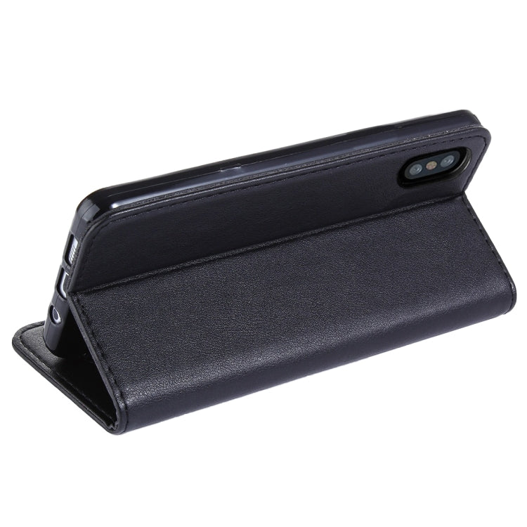 For iPhone X / XS Sheep Texture Casual Style with Magnetic Adsorption Horizontal Flip Leather Case with Holder & Card Slots