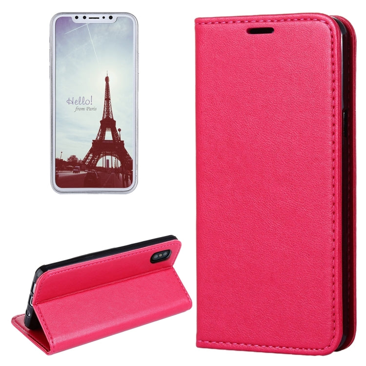 For iPhone X / XS Sheep Texture Casual Style with Magnetic Adsorption Horizontal Flip Leather Case with Holder & Card Slots