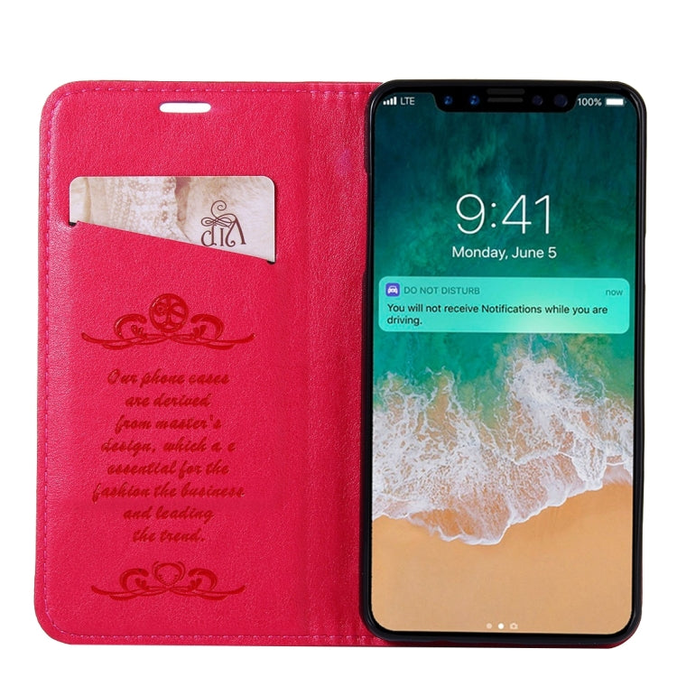 For iPhone X / XS Sheep Texture Casual Style with Magnetic Adsorption Horizontal Flip Leather Case with Holder & Card Slots