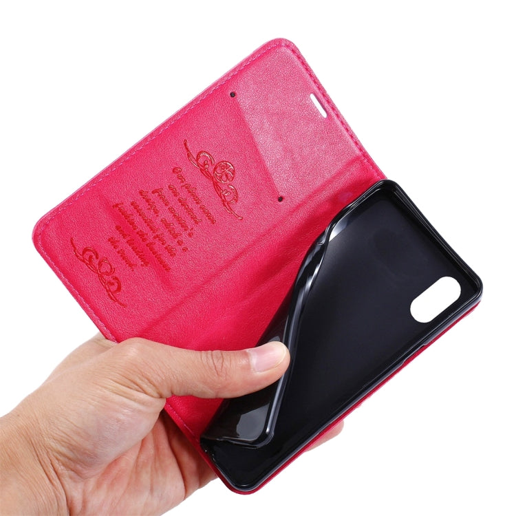 For iPhone X / XS Sheep Texture Casual Style with Magnetic Adsorption Horizontal Flip Leather Case with Holder & Card Slots