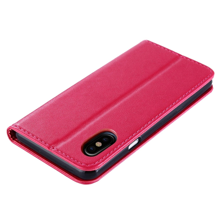 For iPhone X / XS Sheep Texture Casual Style with Magnetic Adsorption Horizontal Flip Leather Case with Holder & Card Slots