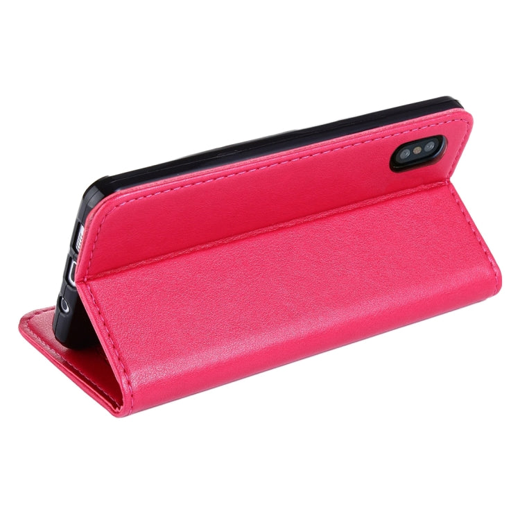 For iPhone X / XS Sheep Texture Casual Style with Magnetic Adsorption Horizontal Flip Leather Case with Holder & Card Slots