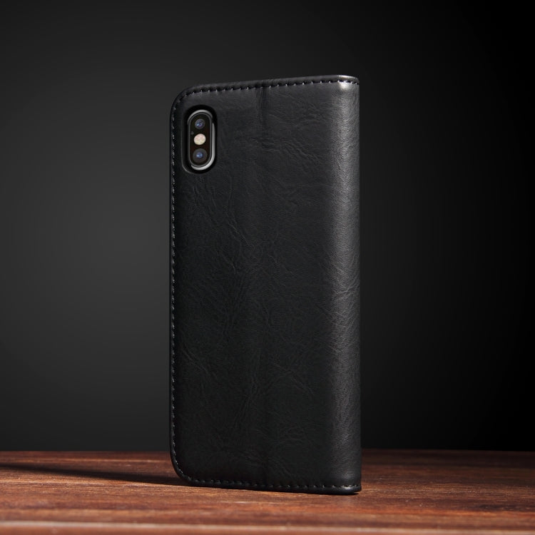 For iPhone X / XS Bronze Texture Casual Style with Absorption Horizontal Flip Leather Case with Holder & Card Slots
