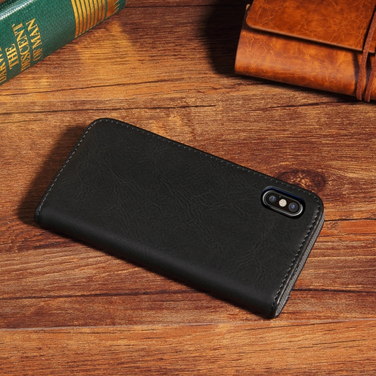 For iPhone X / XS Bronze Texture Casual Style with Absorption Horizontal Flip Leather Case with Holder & Card Slots