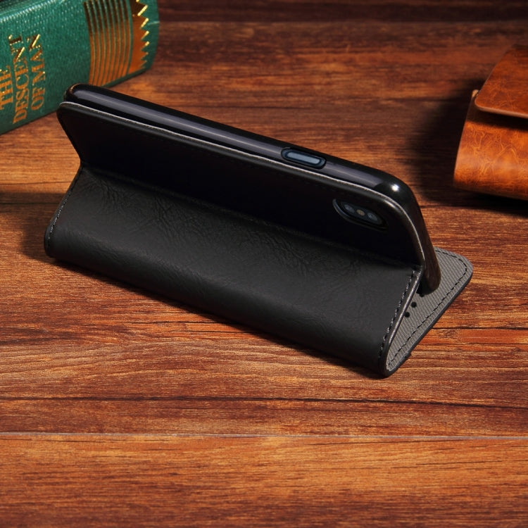 For iPhone X / XS Bronze Texture Casual Style with Absorption Horizontal Flip Leather Case with Holder & Card Slots