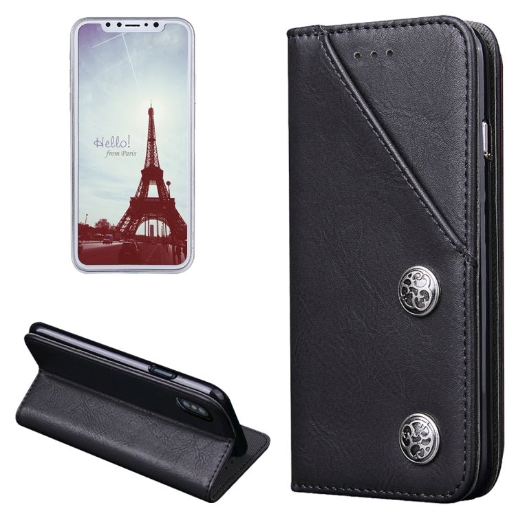 For iPhone X / XS Bronze Texture Casual Style with Absorption Horizontal Flip Leather Case with Holder & Card Slots