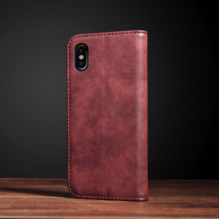 For iPhone X / XS Bronze Texture Casual Style with Absorption Horizontal Flip Leather Case with Holder & Card Slots