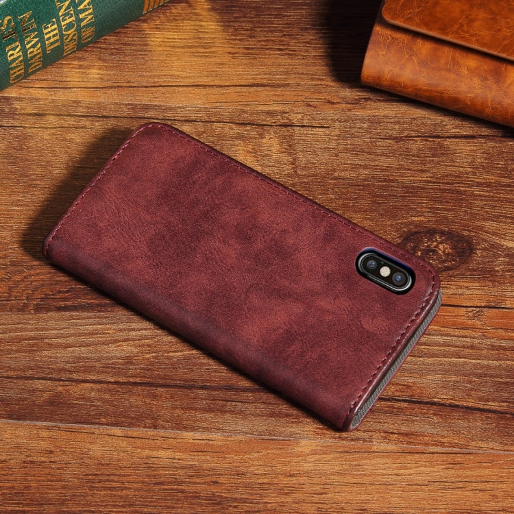For iPhone X / XS Bronze Texture Casual Style with Absorption Horizontal Flip Leather Case with Holder & Card Slots