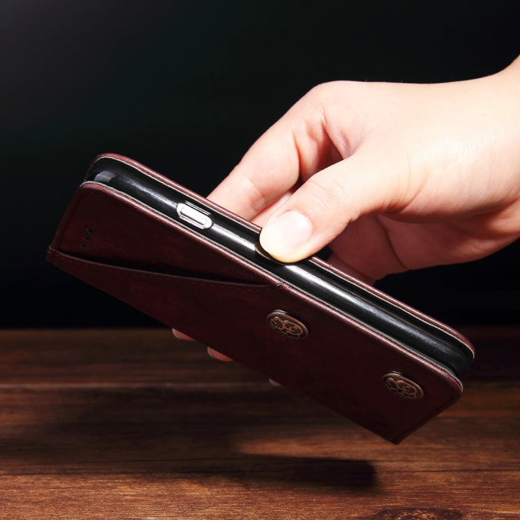 For iPhone X / XS Bronze Texture Casual Style with Absorption Horizontal Flip Leather Case with Holder & Card Slots