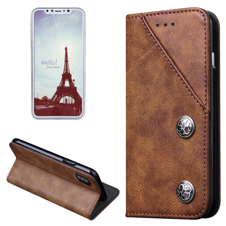 For iPhone X / XS Bronze Texture Casual Style with Absorption Horizontal Flip Leather Case with Holder & Card Slots