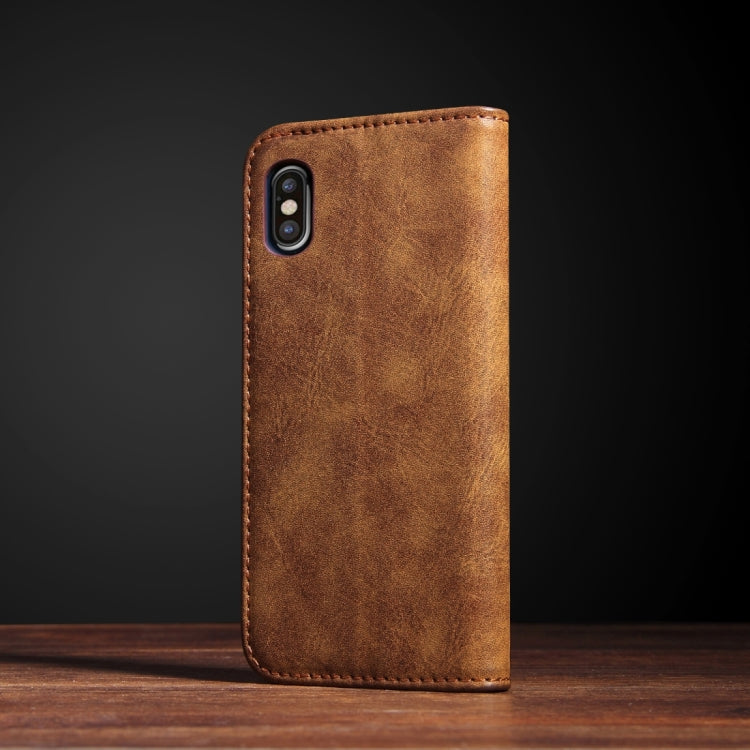 For iPhone X / XS Bronze Texture Casual Style with Absorption Horizontal Flip Leather Case with Holder & Card Slots