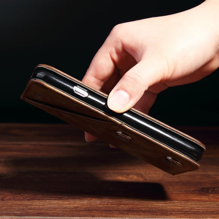 For iPhone X / XS Bronze Texture Casual Style with Absorption Horizontal Flip Leather Case with Holder & Card Slots