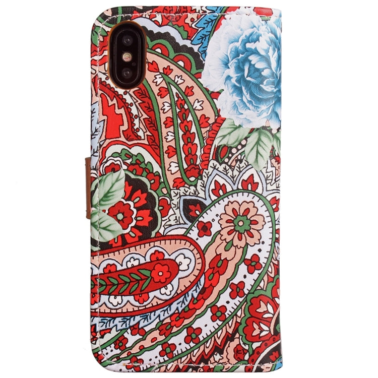 For iPhone X / XS Abstract Flower Pattern Horizontal Flip Leather Case with Holder & Card Slots & Wallet & Photo Frame