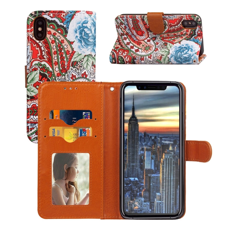 For iPhone X / XS Abstract Flower Pattern Horizontal Flip Leather Case with Holder & Card Slots & Wallet & Photo Frame