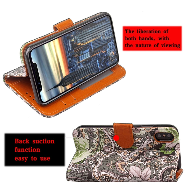 For iPhone X / XS Abstract Flower Pattern Horizontal Flip Leather Case with Holder & Card Slots & Wallet & Photo Frame