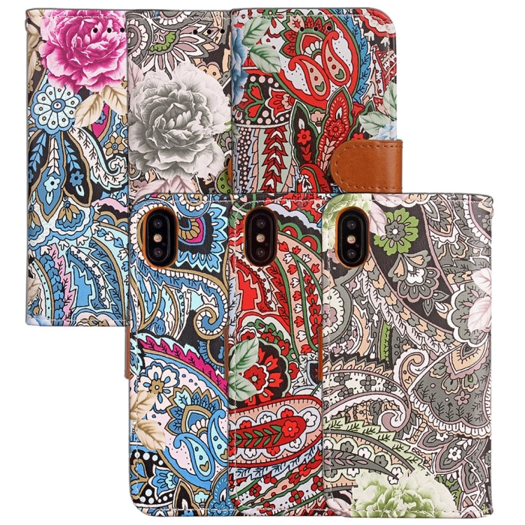 For iPhone X / XS Abstract Flower Pattern Horizontal Flip Leather Case with Holder & Card Slots & Wallet & Photo Frame