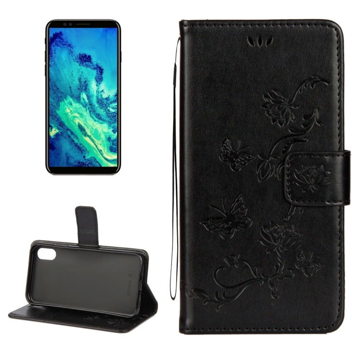 For iPhone X / XS Lotus Butterfly Pattern Horizontal Flip Leather Case with Holder & Card Slots & Wallet & Lanyard