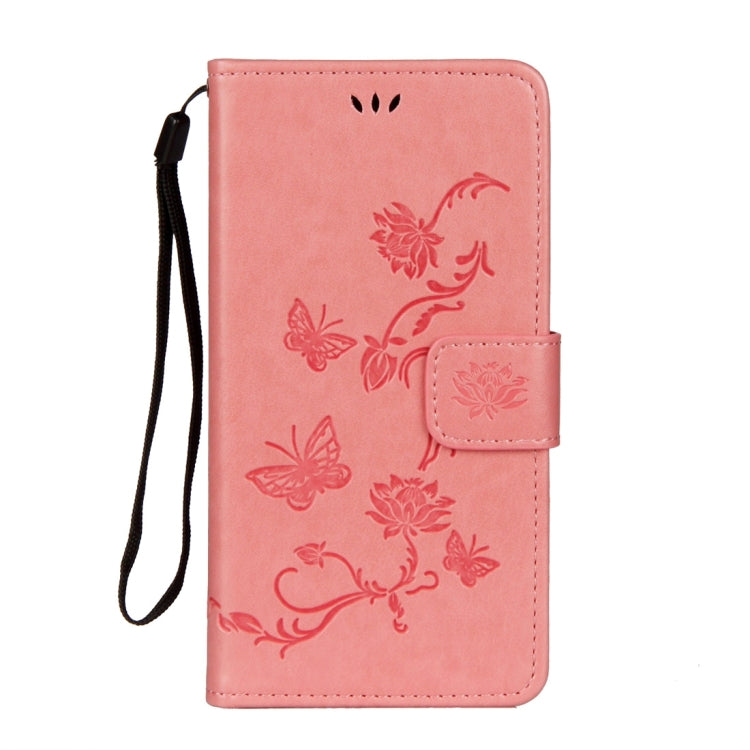 For iPhone X / XS Lotus Butterfly Pattern Horizontal Flip Leather Case with Holder & Card Slots & Wallet & Lanyard