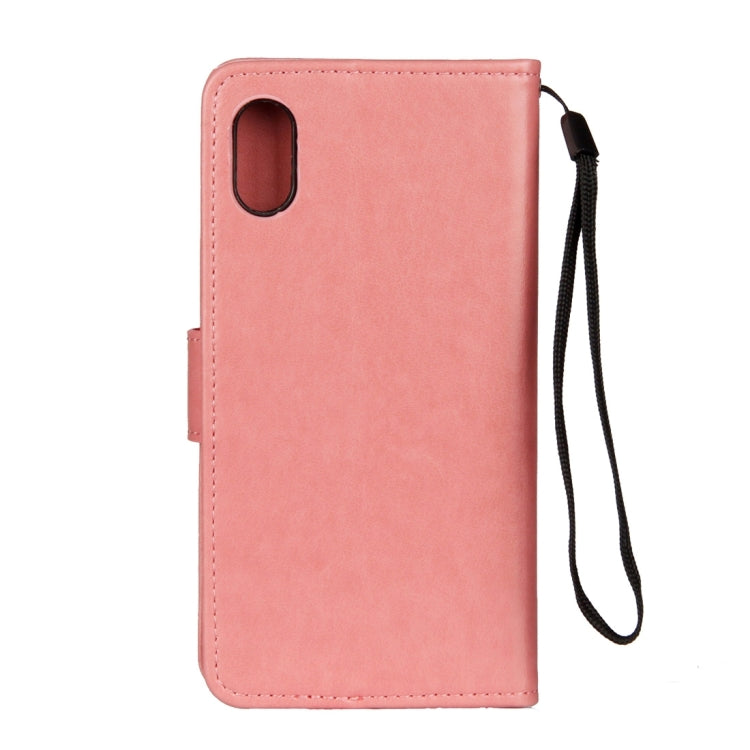 For iPhone X / XS Lotus Butterfly Pattern Horizontal Flip Leather Case with Holder & Card Slots & Wallet & Lanyard